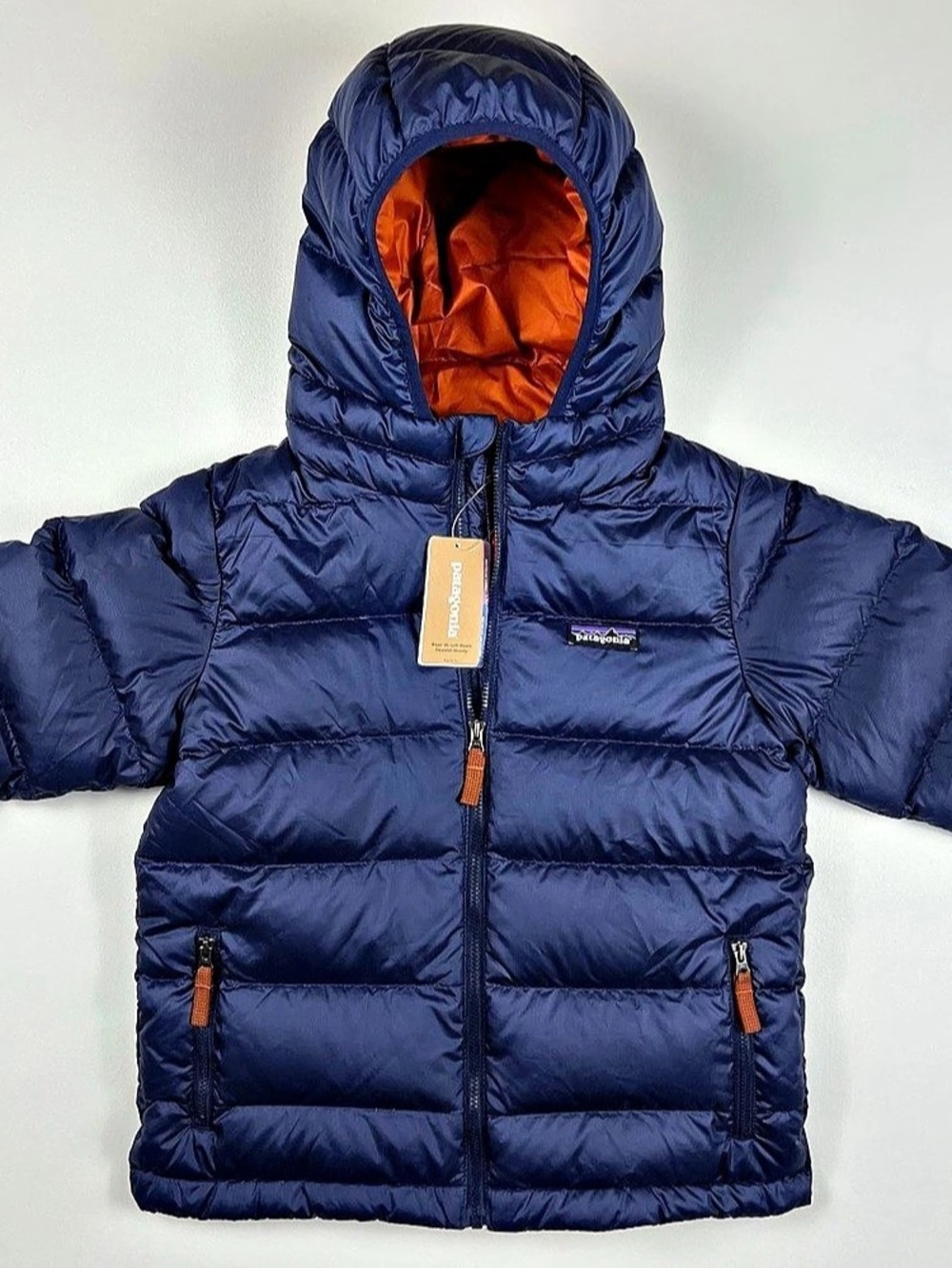 Patagonia Hi-Loft Down Sweater Hoody Boys XS (5-6) Blue Down Jacket NWT